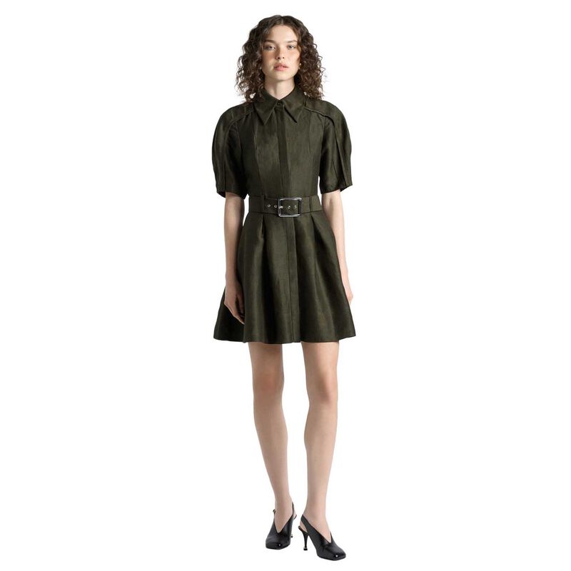 Cue Khaki Linen Blend Mini Dress image number 0